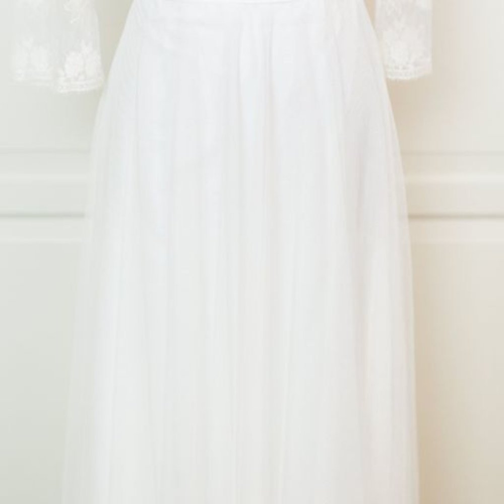 Dessy Collection by Vivian Diamond White tulle maxi bridal SKIRT size 2